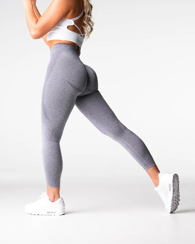 Grey Mid Rise Contour Seamless Leggings Stylish Everyday Leggings