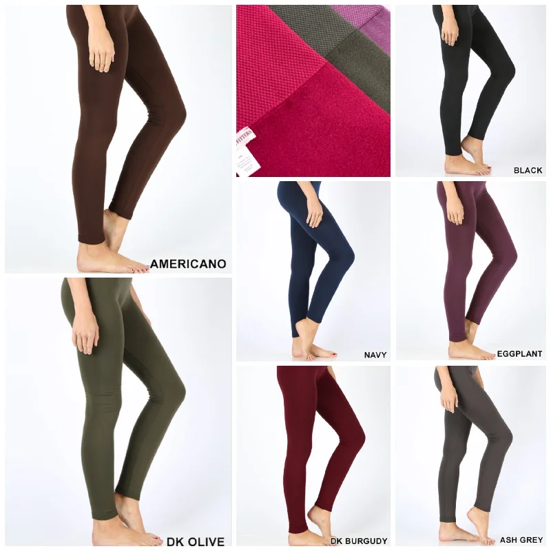 Hi-Waist Tummy Control FLEECE LINED Legging Comfortable Power Mesh Leggings