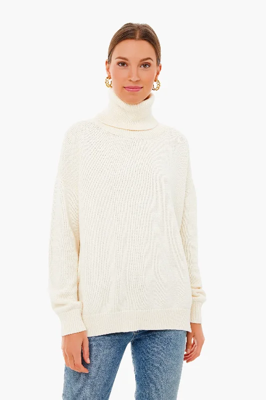 Ivory Carolyn Turtleneck Sweater Jersey Fabric Tulle Fabric Batik Fabric