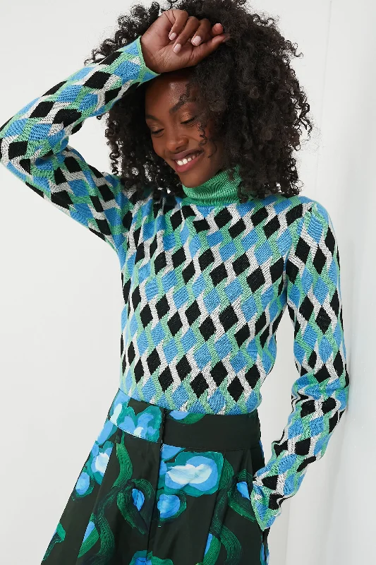 Jacquard Rombos Terra Sweater Toggled Drawstring Belted
