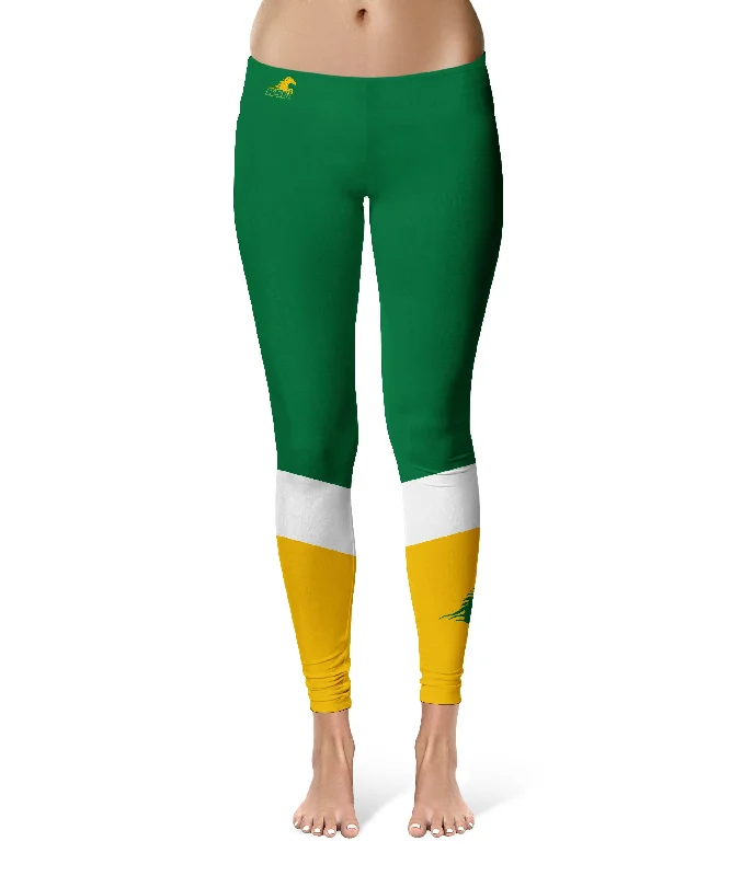 Kentucky State Thorobreds KYSU Game Day Ankle Color Block Green Gold Yoga Leggings for Women by Vive La Fete Comfortable Slim Fit Leggings