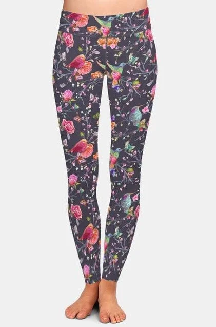 Ladies Birds, Flowers & Butterflies Printed Leggings Fashionable Stretchy Fit Leggings