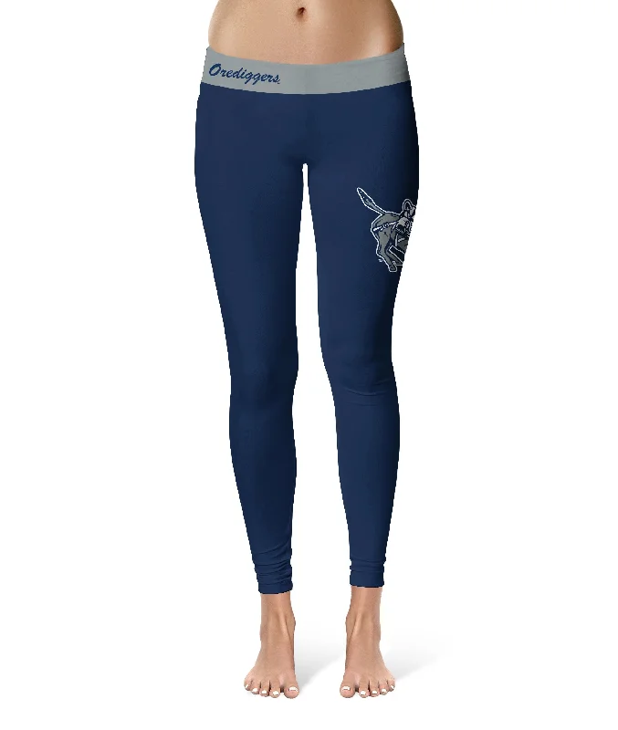 Mines Orediggers Game Day Logo on Thigh Blue Yoga Leggings for Women by Vive La Fete Cozy Sweat-Wicking Leggings