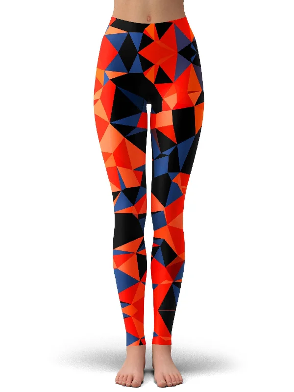 Orange and Black Geo Leggings Chic Smooth Fit Leggings