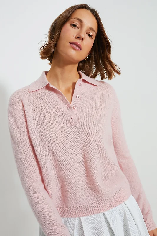 Pink Cashmere Cassidy Polo Sweater Hooded Sweater Collared Sweater Shawl Collar