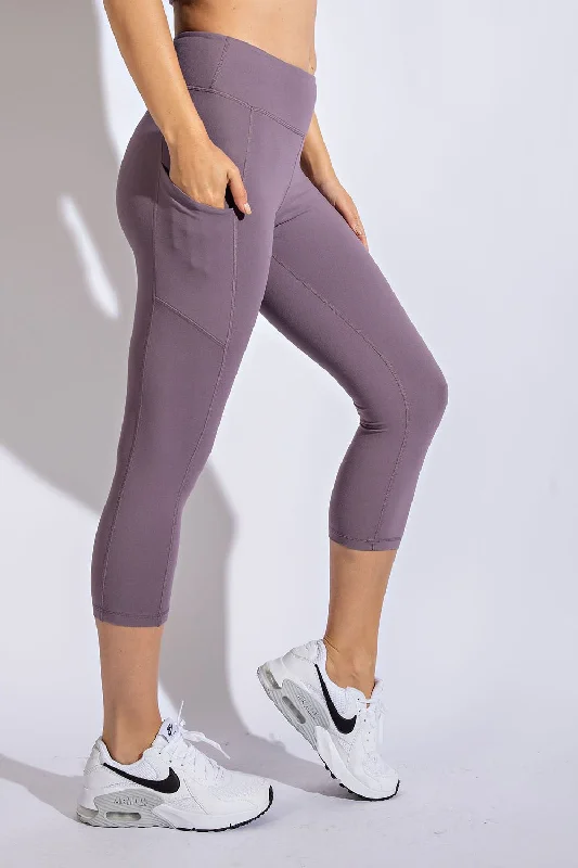 Butter Soft High Waist Capri Leggings with Pockets Trendy Fitness Leggings