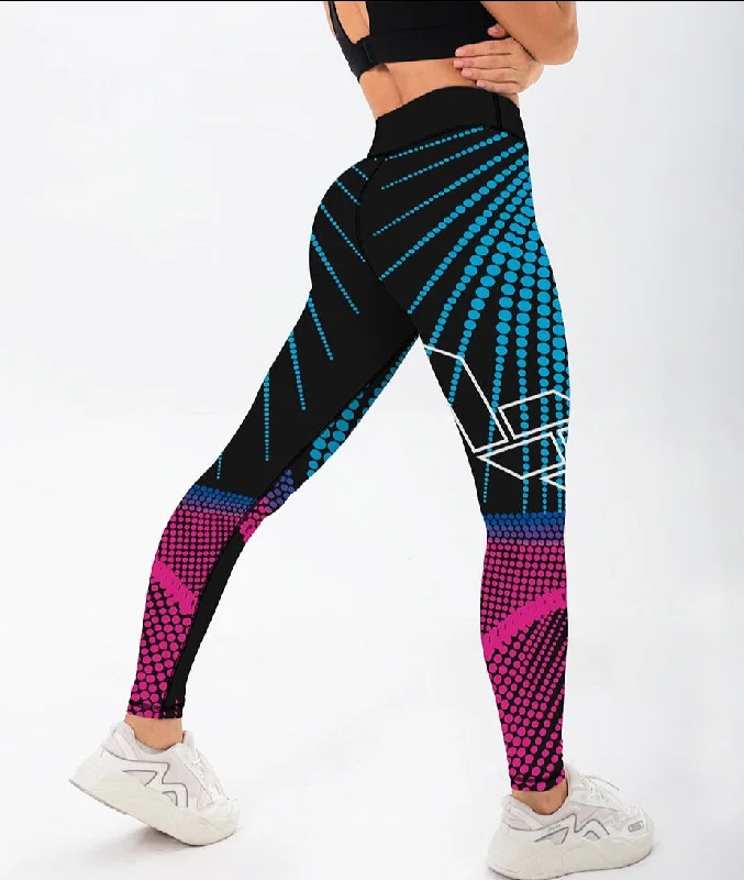 Sexy High Waist Elasticity Women Digital Printed Leggings Push Up Strength Pants Fashionable Fitted Workout Leggings