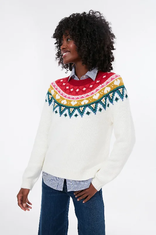 Rainbow Fairisle ML Alpine Sweater Denim Fabric Leather Fabric Suede Fabric