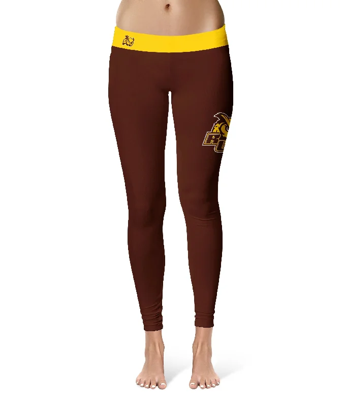 Rowan University Profs RU Game Day Logo on Thigh Brown Yoga Leggings for Women by Vive La Fete Fashionable Quick-Dry Yoga Pants