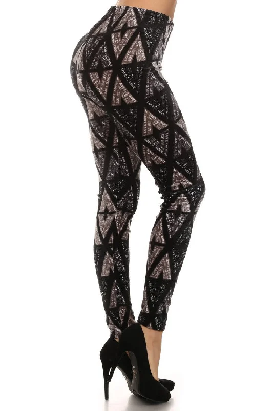 The LOVE Tribal Velour Legging Fashionable Minimal Active Leggings