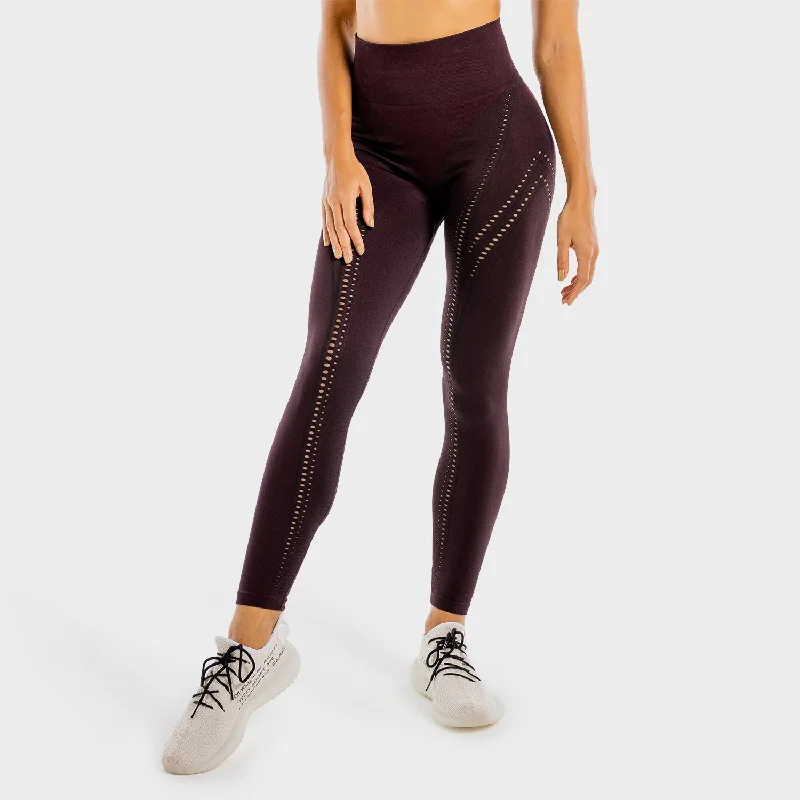 Ultra Seamless Leggings - Burgundy Fashionable Floral Active Leggings