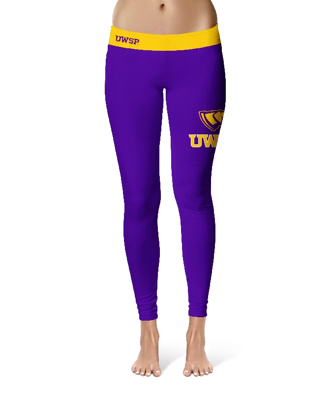 UW-Stevens Point Pointers Game Day Logo on Thigh Purple Yoga Leggings for Women by Vive La Fete Trendy Seamless Fit Leggings