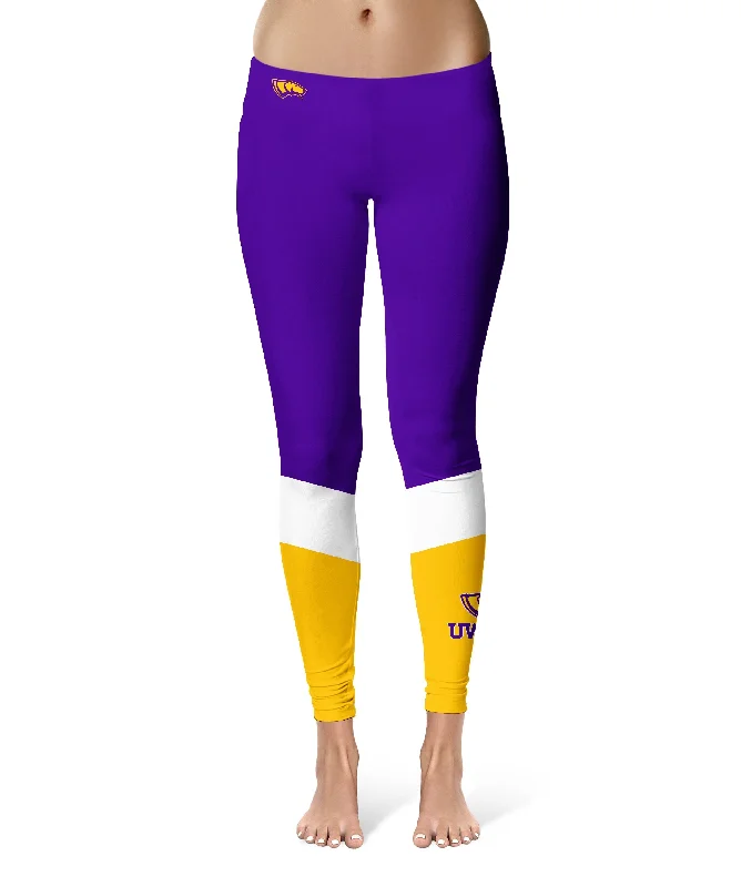 UW-Stevens Point Pointers UWSP Game Day Ankle Color Block Purple Gold Yoga Leggings for Women by Vive La Fete Fashionable Printed Legging Pants