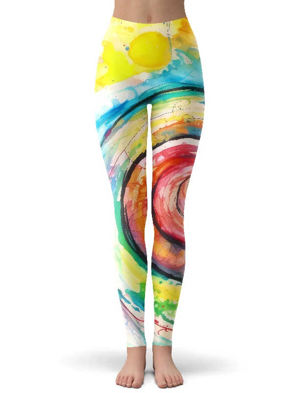 Water Color Swirl Leggings Comfortable Stretch Leggings