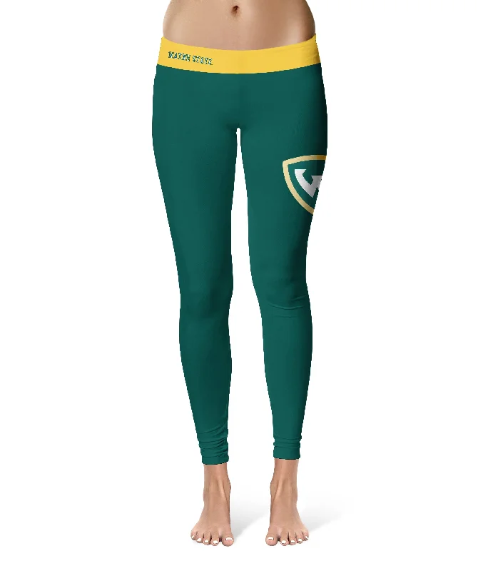 Wayne State Warriors Game Day Logo on Thigh Green Yoga Leggings for Women by Vive La Fete Stylish Printed Stretch Leggings