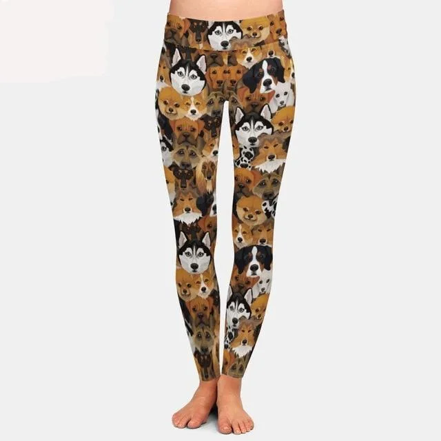 Womens Gorgeous Dogs Printed Leggings Trendy High-Compression Leggings