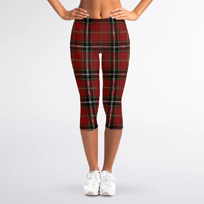 Xmas Scottish Tartan Pattern Print Women's Capri Leggings Comfortable Classic Yoga Leggings