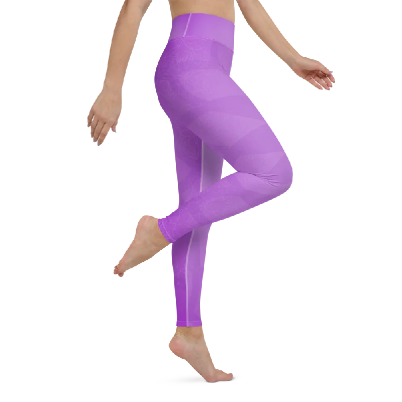 Lavender Mandala Radiant High Waist Womens Yoga Leggings Stylish Stretch Pants Leggings