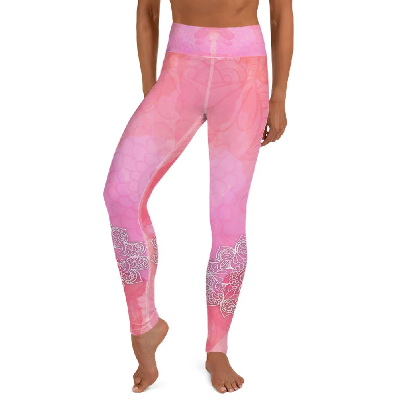 Blossom Pink High Waist Yoga Leggings Elegant Casual Fit Leggings