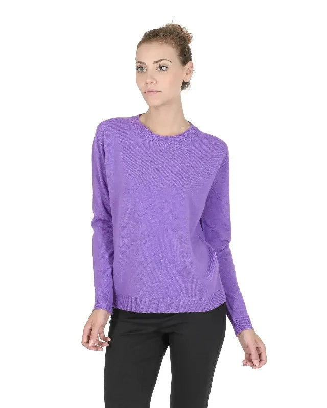 Crown of Edinburgh Cashmere Women's Premium Italian Cashmere Women Sweater in Lavanda - 42 EU High Neck Crew Neck V-Neck