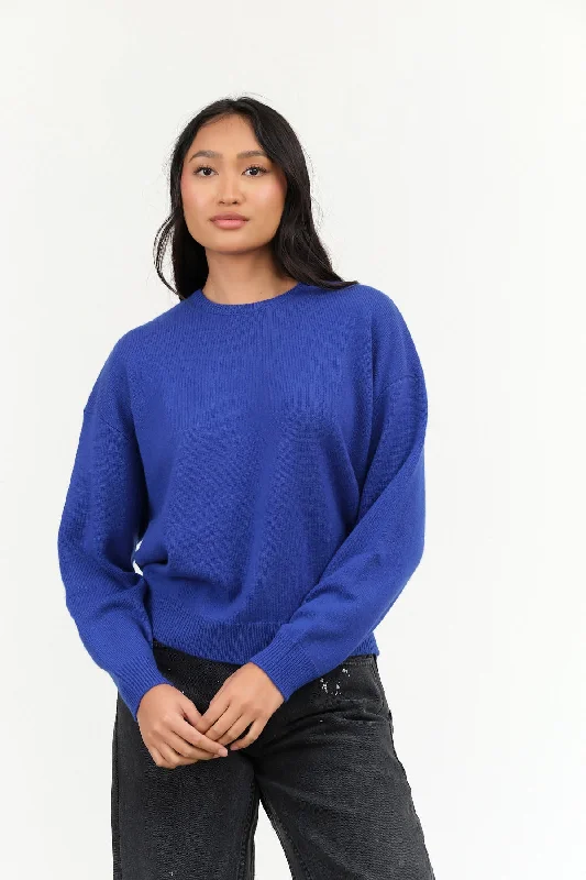 Artemis Sweater in Blue Denim Fabric Leather Fabric Suede Fabric