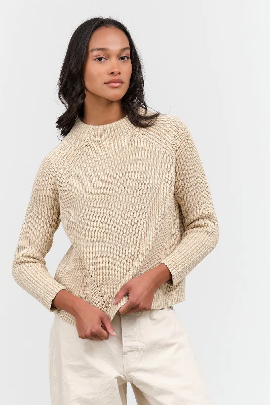 Daphne Cotton Sweater in Sandstone Elegant Classic Vintage