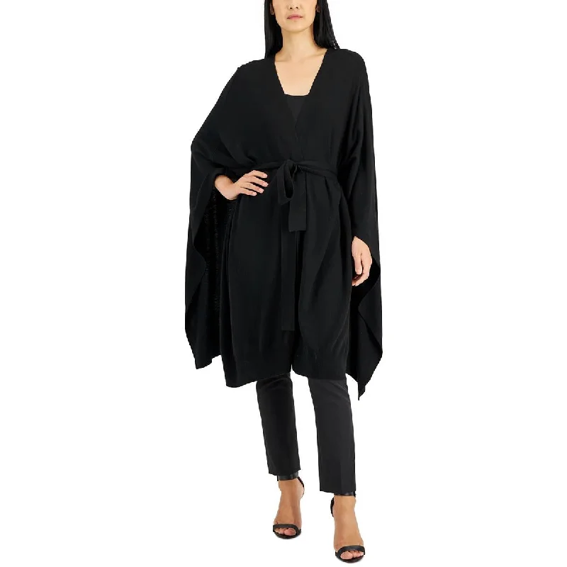 Donna Karan Womens Cashmere Blend Cape Wrap Sweater Zippered Buttoned Snapped