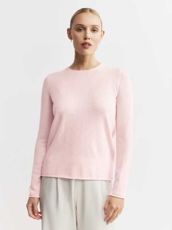 Essential Cashmere Crew Sweater - Powder Pink Long Sweater Short Sweater Cropped Sweater