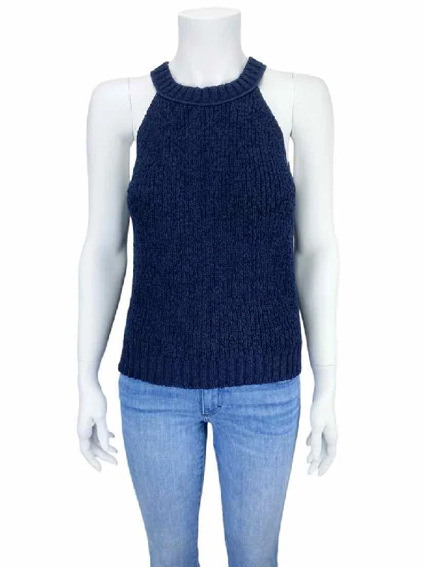 J. Crew Women's High-Neck Sweater Tank Navy Size S Nylon Fabric Polyester Fabric Spandex Fabric