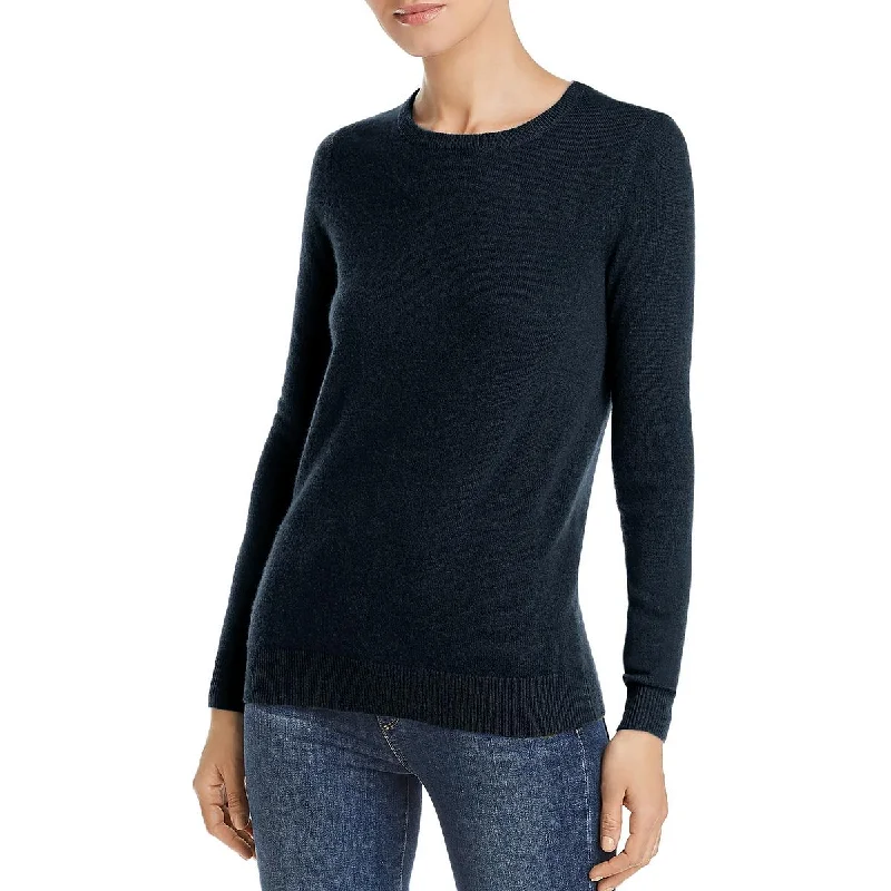 Private Label Womens Cashmere Ribbed Trim Crewneck Sweater Wool Fabric Cashmere Fabric Tweed Fabric