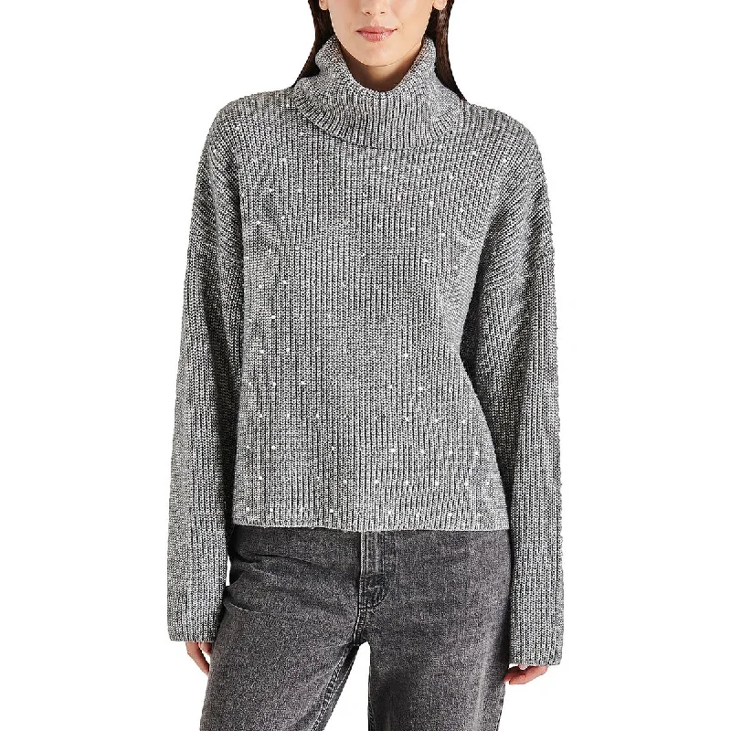 Steve Madden Womens Astro Heathered Long Sleeve Turtleneck Sweater Long Sweater Short Sweater Cropped Sweater