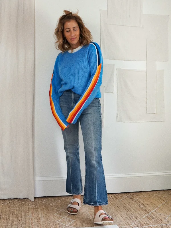 Vintage Rainbow Stripe Sweater Cashmere Blend Cotton Blend Poly Blend