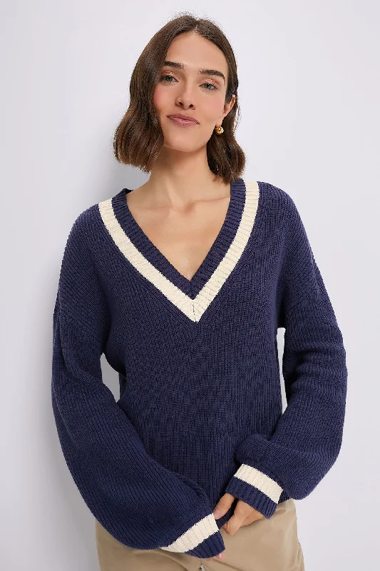 Washed Navy Ashe Sweater Fitted Loose Oversized