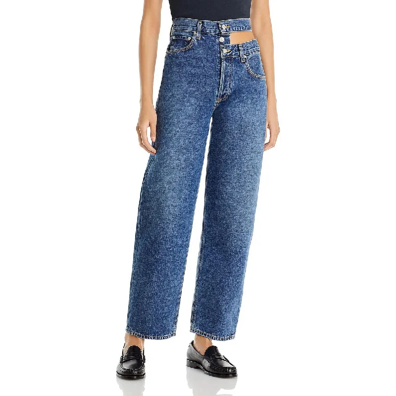 Agolde Womens Cut-Out High Rise Wide Leg Jeans Fashionable Slouchy Fit Jeans