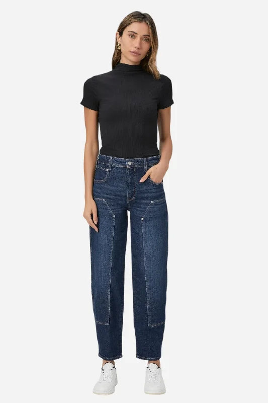 Paige Alexis Workwear Barrel Jeans in Gracie Lou Comfortable Zip-Fly Denim Jeans