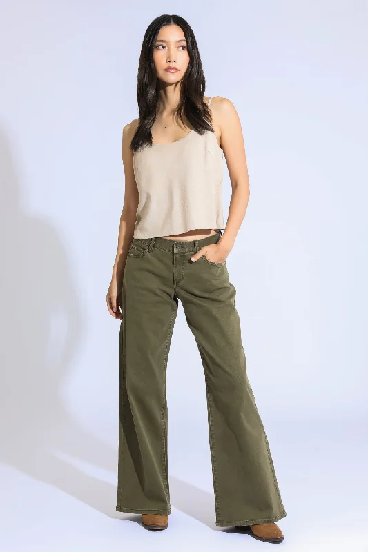 Ashley Classic Low Rise A-Line Baggy Jeans - Sea Kelp Trendy Classic Fit Jeans
