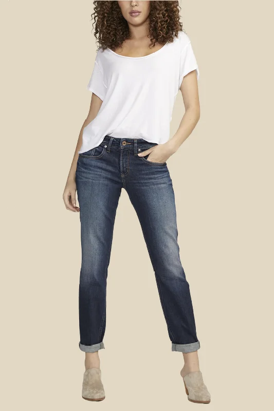Boyfriend Slim Leg Jeans Chic Faded Blue Jeans