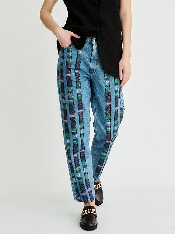 Clover Wool Striped Jeans Classic Blue Denim Jeans