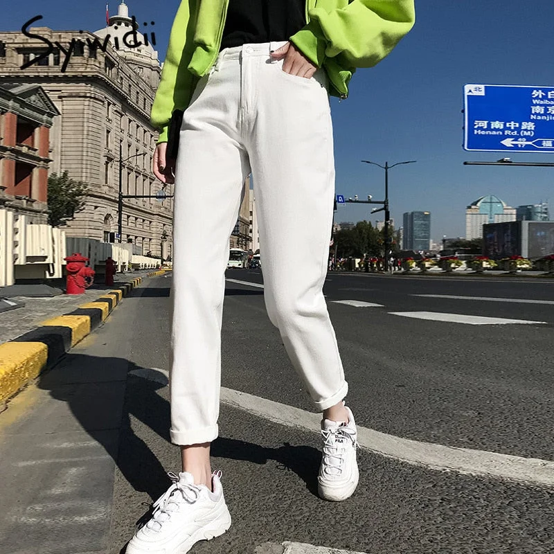 cotton White Jeans for Women High Waist Harem Mom Jeans spring 2020 new plus size black women jeans denim pants beige blue Stylish Plus Size Denim Jeans cotton White Jeans for Women High Waist Harem Mom Jeans spring 2020 new plus size black women jeans denim pants beige blue Stylish Plus Size Denim Jeans
