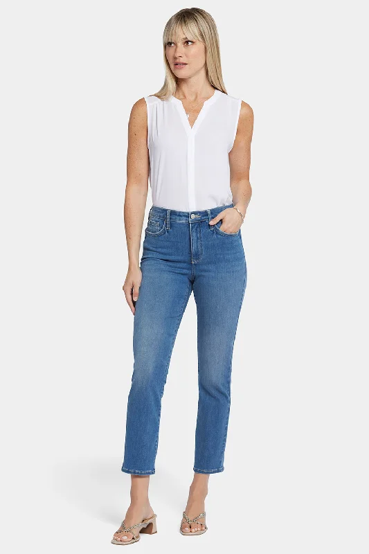 Curve Shaper™ Sheri Slim Ankle Jeans - Blue Water Fashionable Raw Edge Jeans