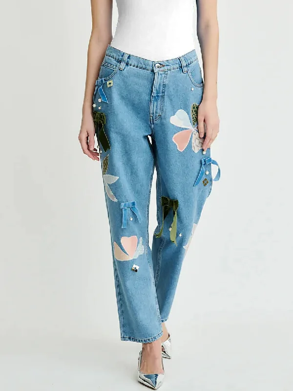 Dahlia Patchwork Jeans Fashionable Relaxed Fit Denim