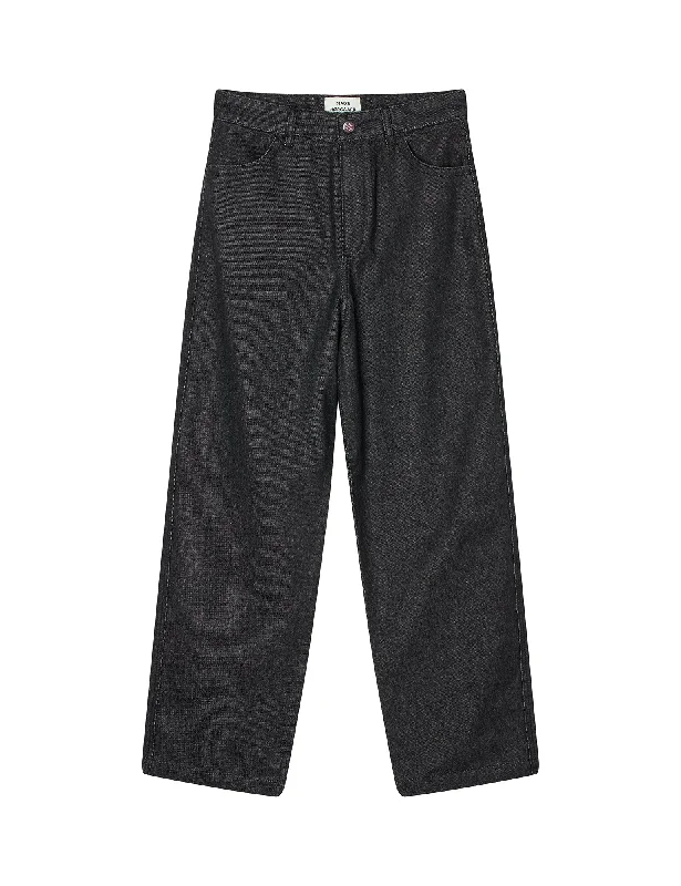 Dark Denim Dear Jeans, Black Casual Wide-Legged Denim Jeans