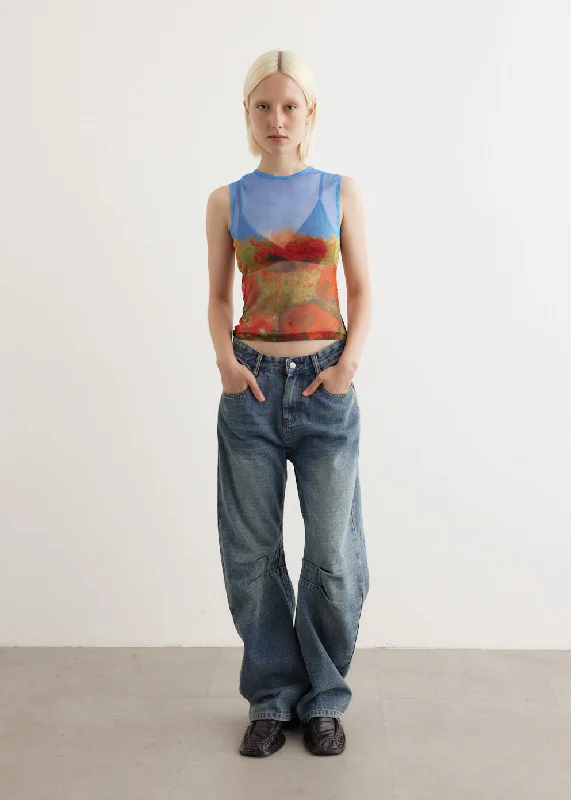 Darted Leg Jeans Casual Distressed Denim Jeans