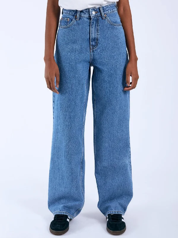 Donna Stream Sky Retro Jeans Fashionable Raw Hem Bootcut Jeans