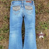 Girl's Cheetah Embroidered Jeans by Rock & Roll Stylish Stone-Wash Denim Jeans