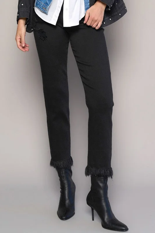 High Rise Fray Crop Straight Jeans Fashionable Cropped Denim Jeans