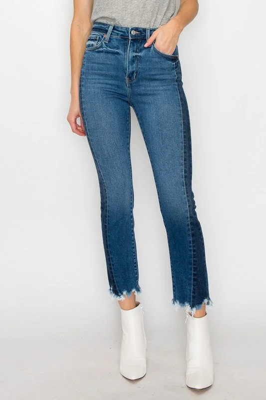 HIGH RISE SLIM STRAIGHT JEANS Comfortable Stretch Fit Jeans