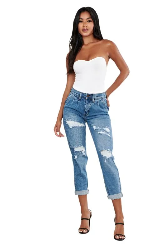 High Waisted Boyfriend Jeans Womens Trendy Classic Fit Jeans