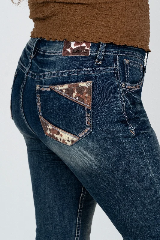 Horse Hide Trim Modify Women's Plus Size Bootcut Jeans Comfortable Distressed Straight-Leg Jeans Horse Hide Trim Modify Women's Plus Size Bootcut Jeans Comfortable Distressed Straight-Leg Jeans