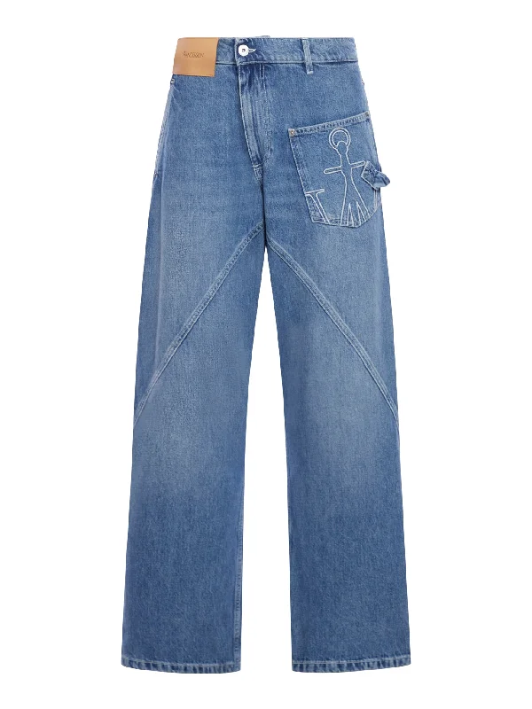 TWISTED LEG WORKWEAR JEANS Comfortable Faded High-Rise Jeans